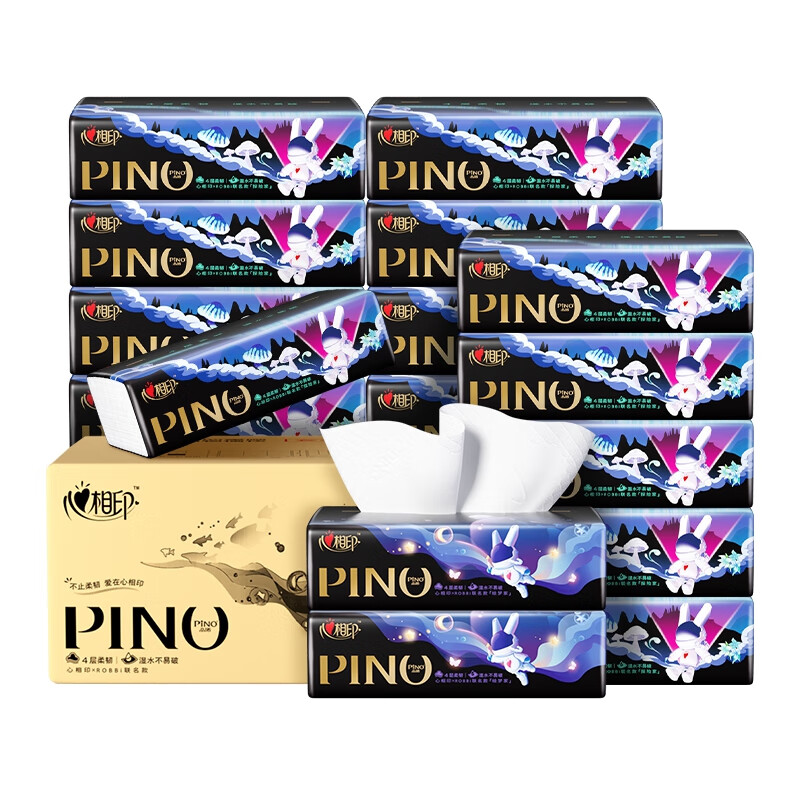 心相印抽纸 品诺ROBBi联名款4层80抽*18包加厚纸面巾纸巾