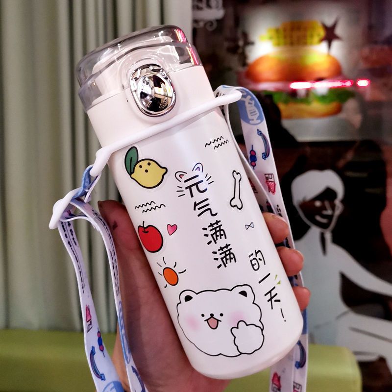 简约可爱儿童男韩版女人学生杯子不锈钢304高颜值水壶公主保温杯 小熊睡觉320ml