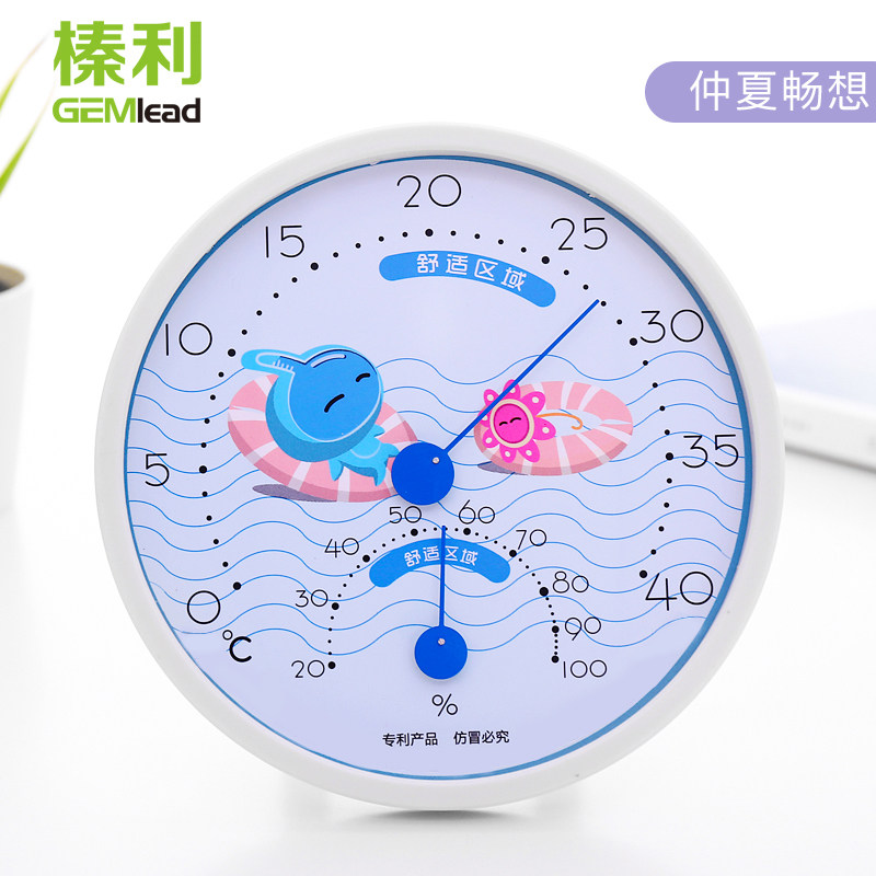 温度计家用室内温湿度计高精度婴儿房温度计创意气温计工业用 三维工匠 NONO深蓝高清大图