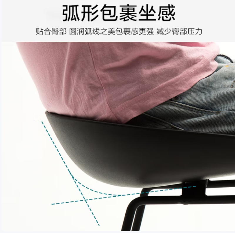现代简约铁艺吧台椅商用高脚凳子家用带靠背吧台凳吧椅-蓝色高清大图