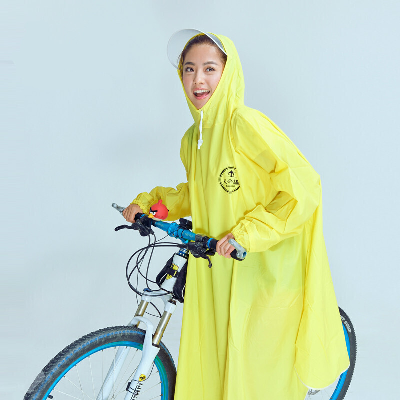 自行车一体带袖雨衣山地车透明帽檐加大单人骑行可背包雨披加洛斯绿大号(XXXL)