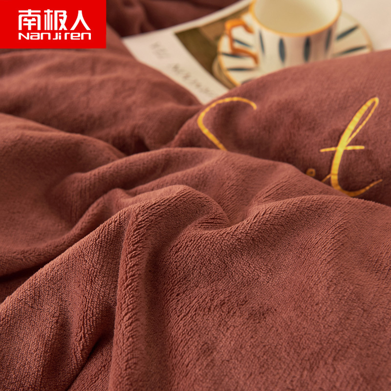 南极人(NanJiren)家纺 秋冬加厚牛奶绒珊瑚绒床上四件套加绒冬季双面法兰绒床品床单被套