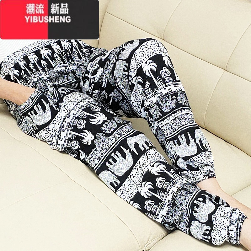 YIBUSHENG春季睡裤女棉绸裤绵绸裤长裤单裤休闲裤家居裤人造棉空调月子裤高清大图