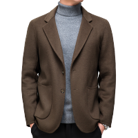 【免费试穿，无忧退换】羊绒大衣男秋冬季中年商务羊毛呢子中长款西装领羊绒毛呢大衣外套品牌官方_6 165/84A(S码） 棕色