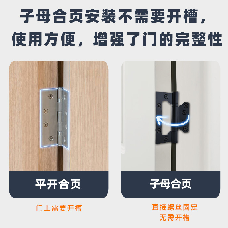 儵忽 加厚子母合页 红古铜4寸3.0厚(不锈钢)1片高清大图