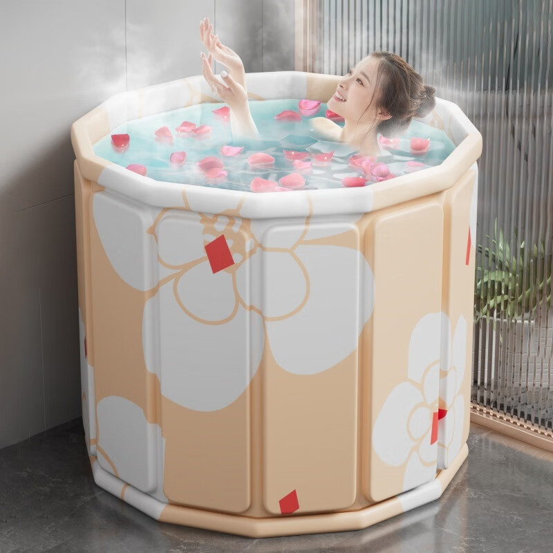 妙馨思泡澡桶成人可折叠浴缸洗澡桶家用婴儿童游泳桶浴桶坐浴盆沐浴神器 免安装速开款泡澡桶80cm