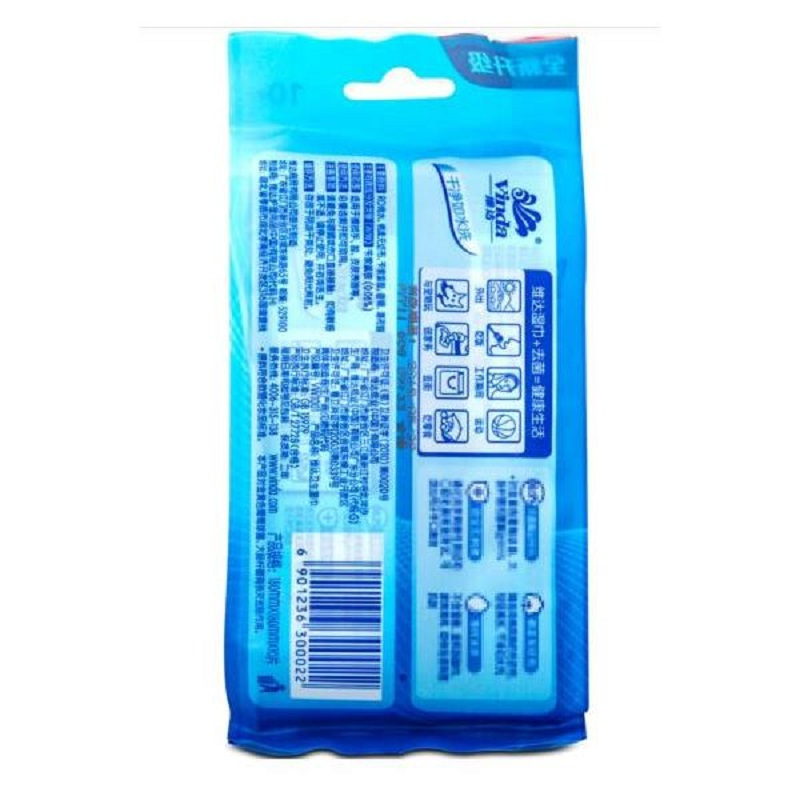 维达 VW1001 冰爽醒肤湿巾 天然洁肤 薄荷冰茶 10包/袋*6袋/箱
