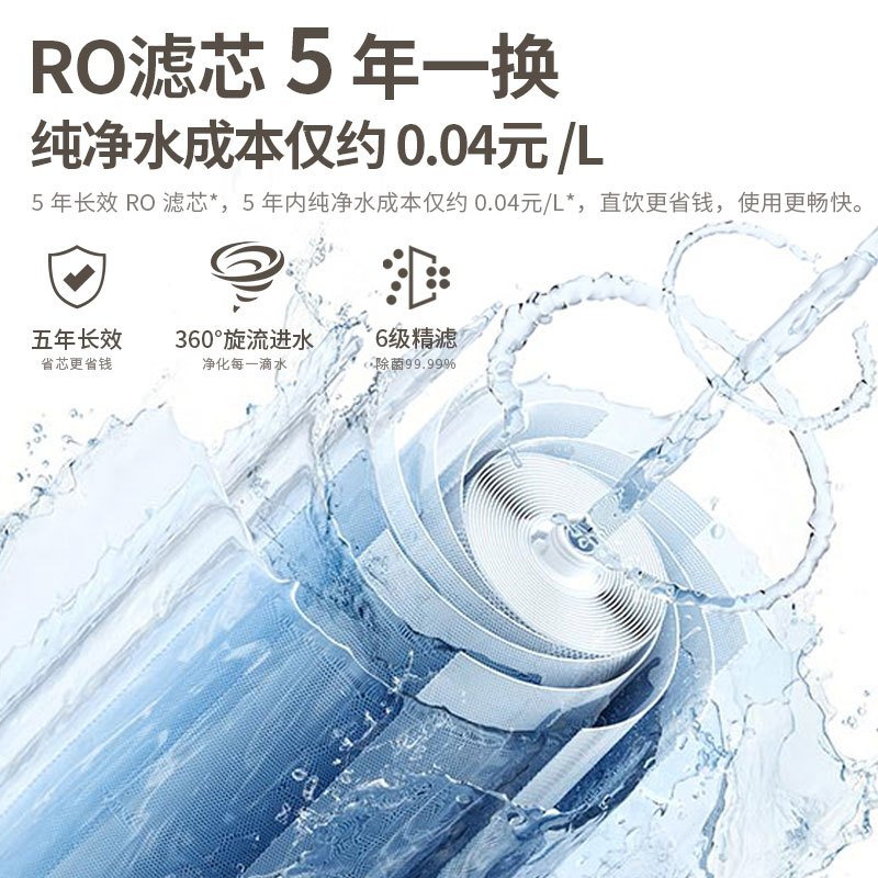 小米(Mi)米家净水器800G家用直饮厨房自来水ro反渗透厨下式净水机2:1废水比大流量