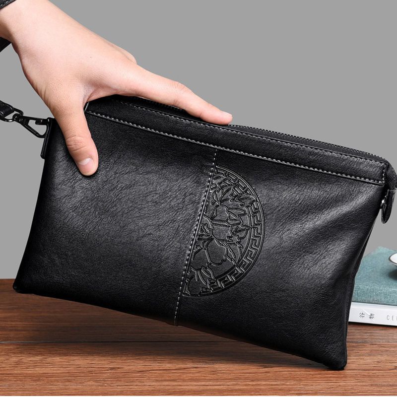 派尼美特男士手拿包真皮休闲大容量夹包钱包手抓包男信封包潮时尚手包