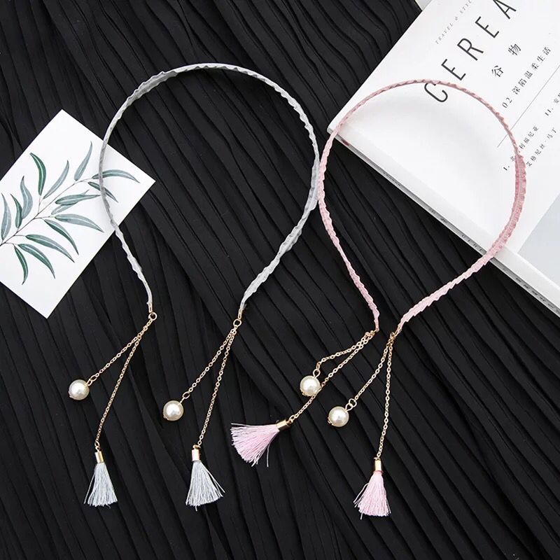 韩版超仙箍假耳环可爱洗脸带女珍珠坠头箍卡夹饰品