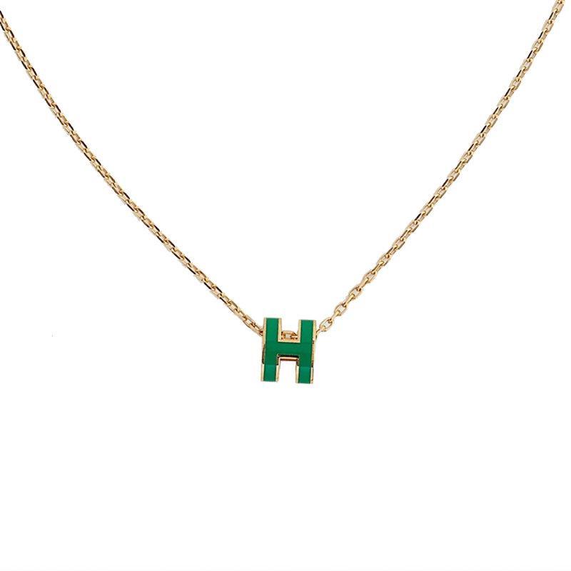 hermes爱马仕2022年春夏新款minipoph项链孔雀绿金色h147992f83