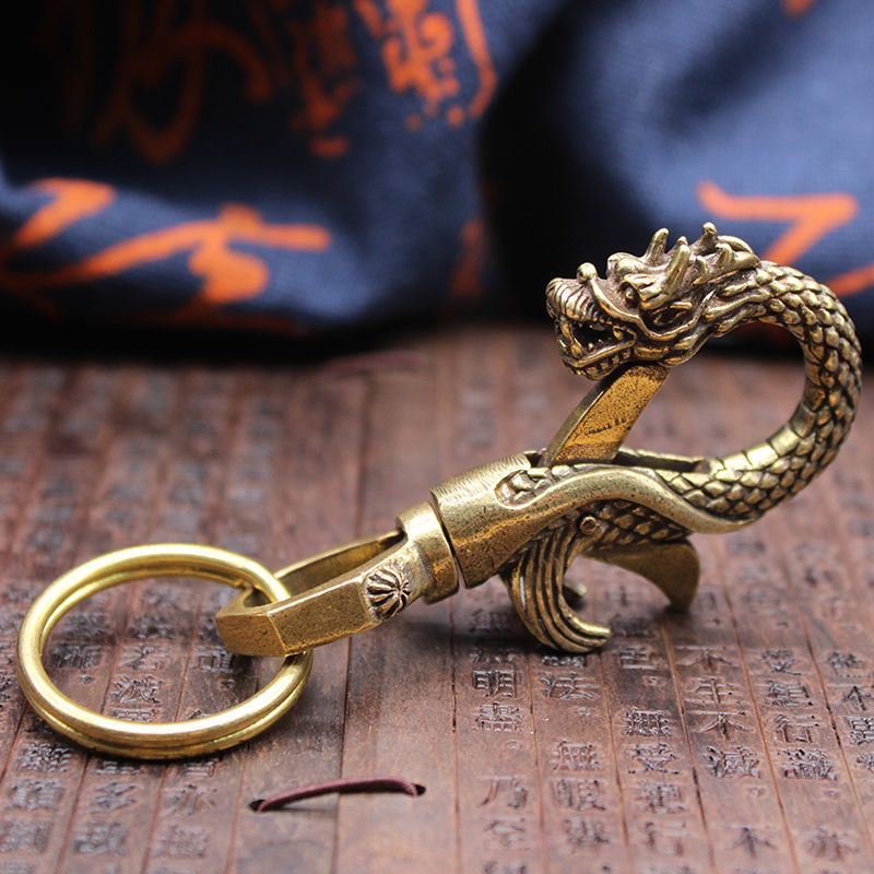 扣龙凤钥匙扣男女个性钥匙扣挂件创意汽车钥匙扣挂件龙钥匙扣大铜圈