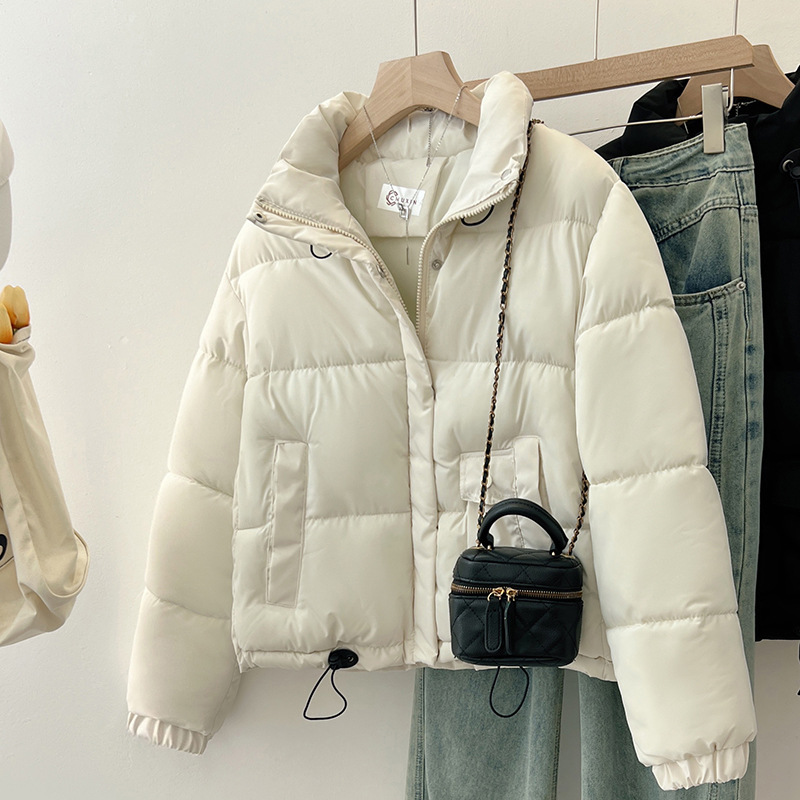 短款羽绒棉服女士冬季2024新款时尚韩版加厚小个子面包服外套 白色 M