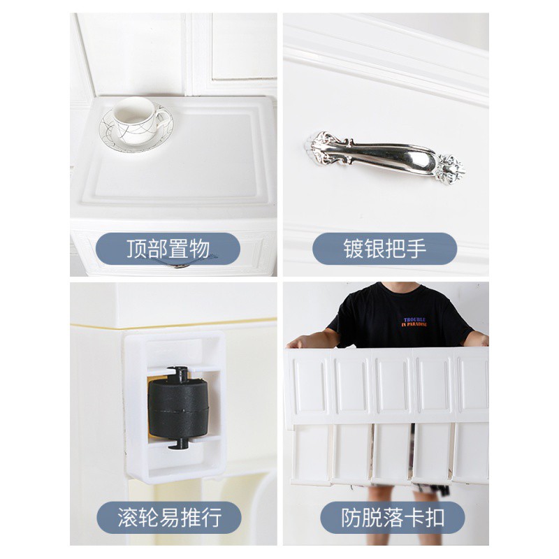 36/40cm欧式夹缝抽屉式收纳柜子窄厨房储物收纳盒塑料床头置物架 三维工匠收纳箱高清大图