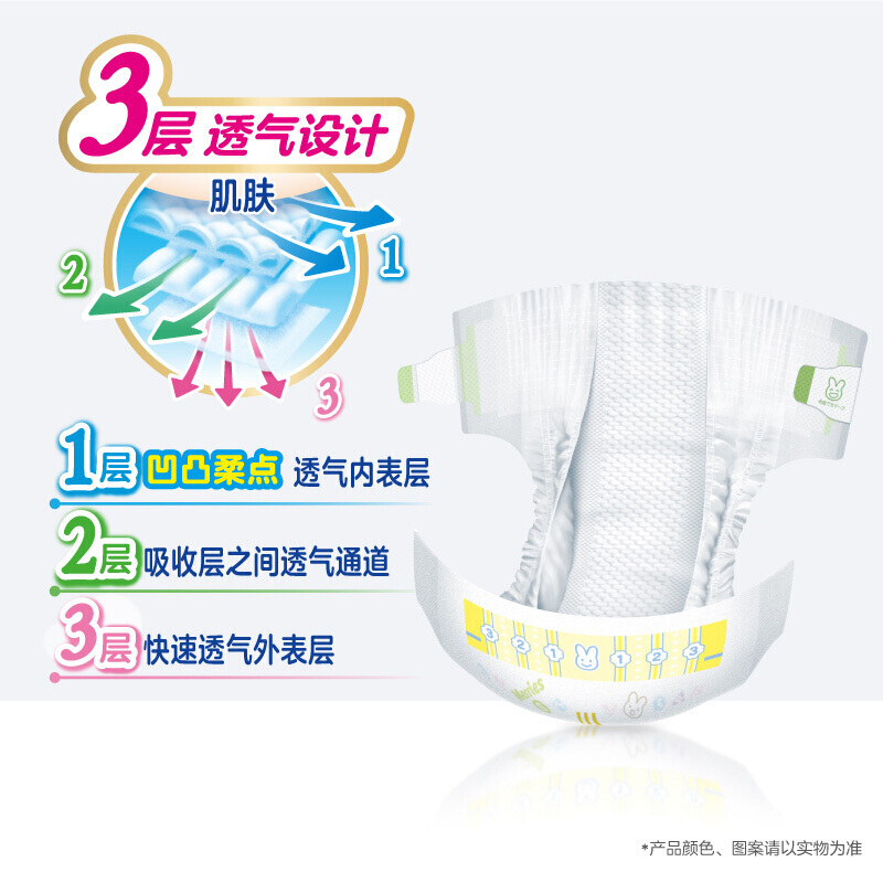 花王 (Merries) 纸尿裤 nb (初生-5kg)新生儿小号 90片 (日本进口) 持久舒爽