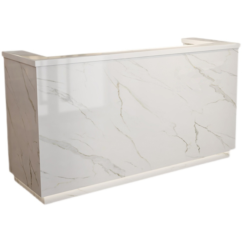 易企采 吧台桌1200*600*1000mm 仿大理石烤漆前台收银台柜台公司接待台简约 (定制款不退不换) 定制1.2米吧台桌（定制款不退不换)