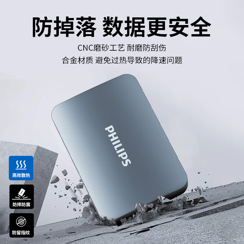 飞利浦(PHILIPS)1TB 移动硬盘 USB3.2Gen1 高速大容量21PD系列 2.5英寸 电脑机械硬盘 兼容M高清大图