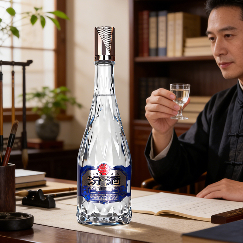 [官方正品]山西杏花村汾酒 53度水晶玻汾500ml*6瓶国际龙尊白酒高清大图