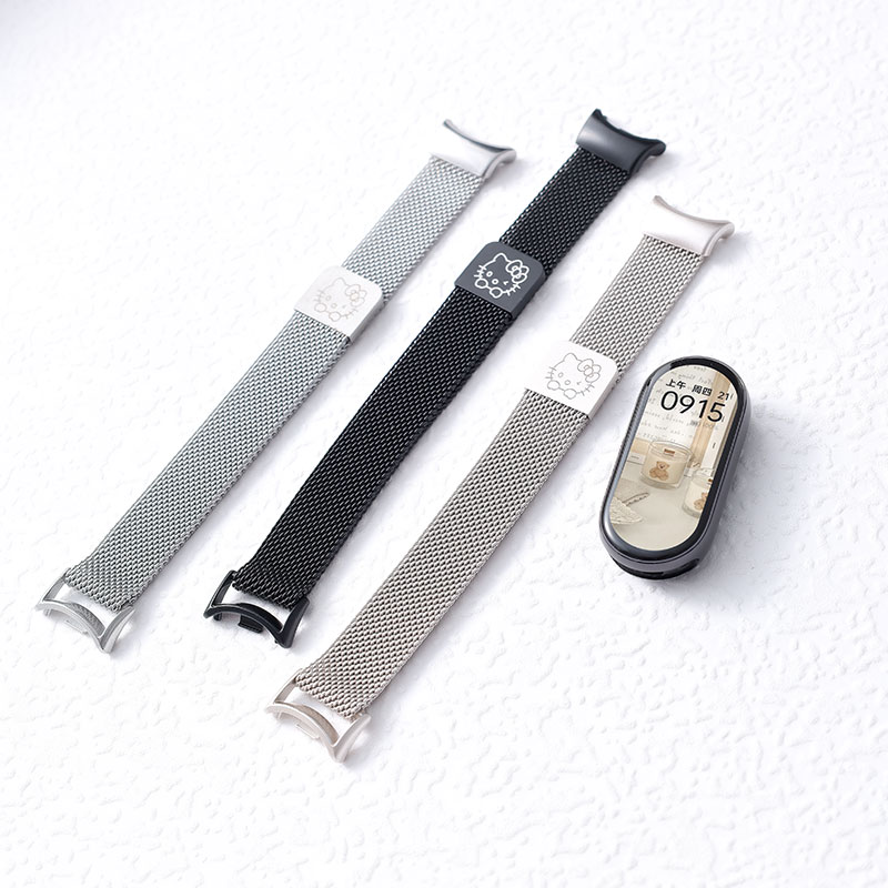 适用小米手环10/9/8/7/6/5带小米手环米兰镭雕表带NFC版智能运动硅胶个性潮男女十九八七代替换带手腕带3264高清大图