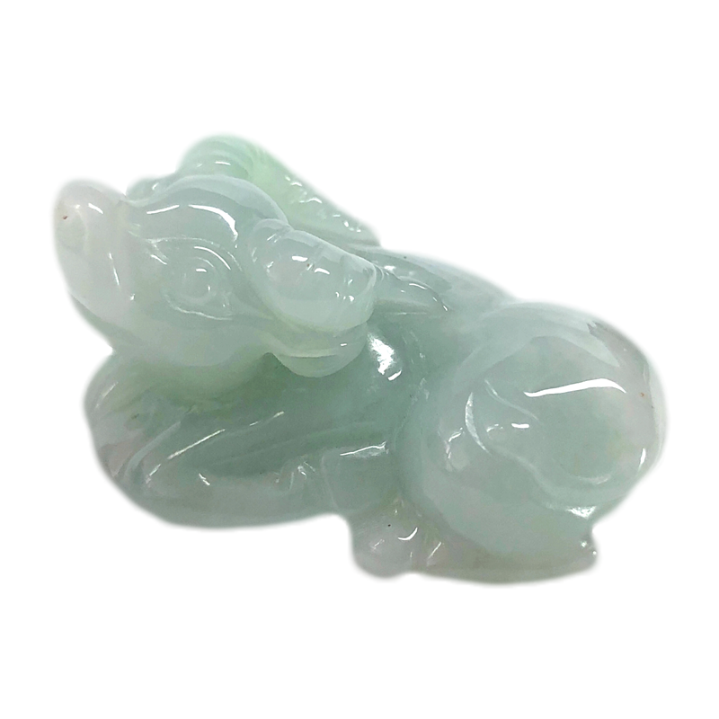 缘源珠宝 天然A货 翡翠吊坠糯种春彩色翡翠生肖牛吊坠 男女款挂件