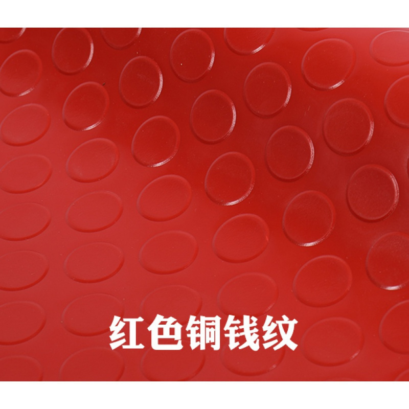 家柏饰(CORATED)浴室防滑垫PVC塑料地毯厨房防水走廊橡胶地垫大面积楼梯满铺脚垫 红色铜钱纹 2米宽*1米【普通1.8毫米厚】