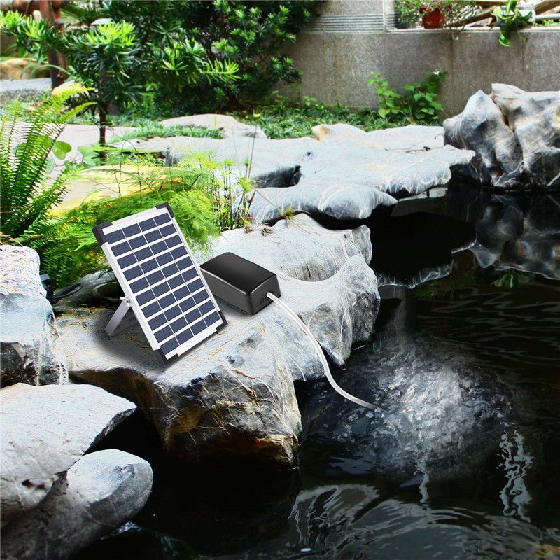 太阳能氧气泵0.5W[可插电充电款] 全年0用电 无需交电费 太阳能氧气泵家用户外鱼池鱼塘打氧机鱼缸养鱼冲氧器小型增氧水