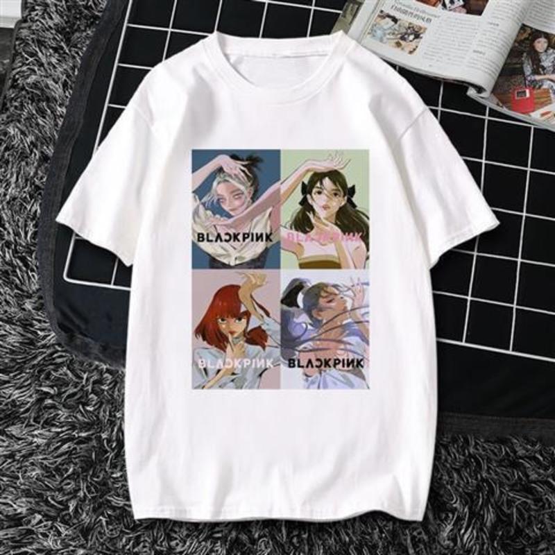 11 3XL blackpink周边同款衣服韩女团粉墨Lisa应援打歌服短袖t恤女上衣潮