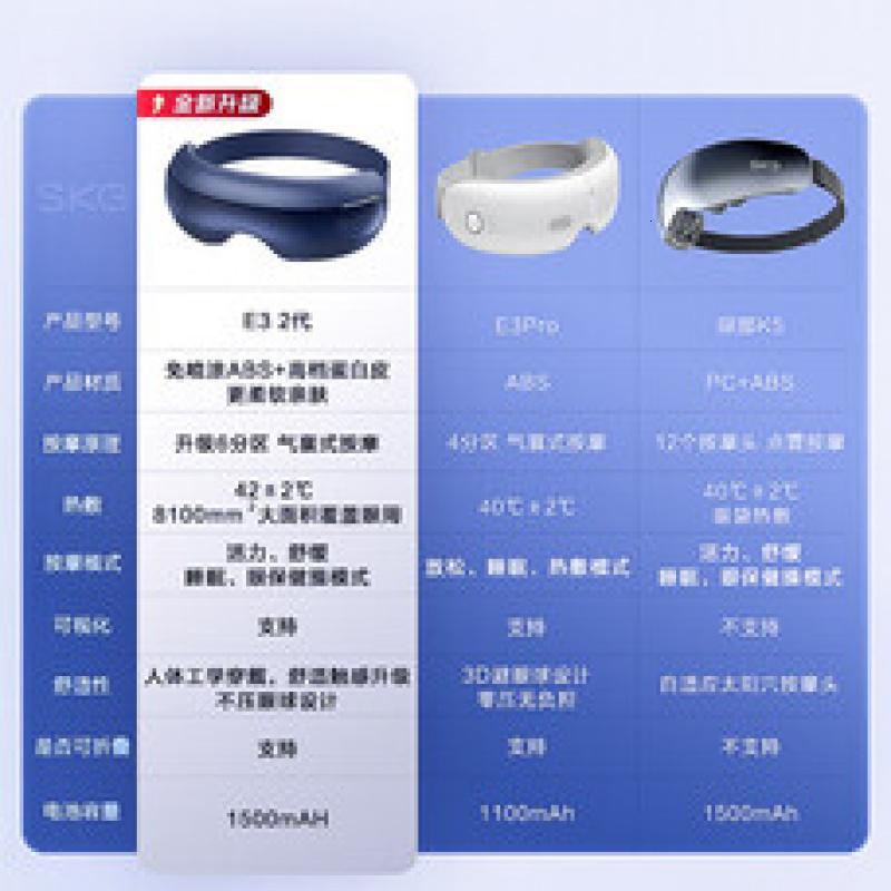 SKG眼部按摩仪护眼仪眼睛热敷缓解疲劳蓝牙音乐睡眠眼罩气囊按摩器生日实用送父母亲男女友 E3二代 蓝色款高清大图