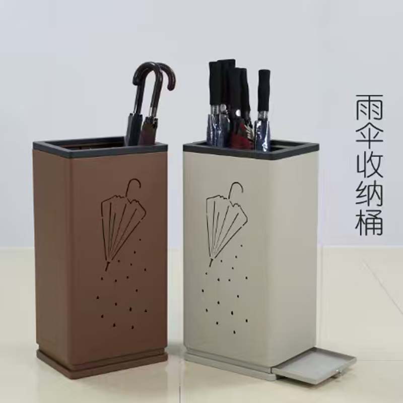 雨伞桶 定制黑色烤漆方形雨伞桶置物架带接水盘36*28*69cm