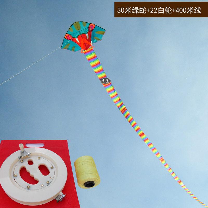 风筝 8米13米30米40米 大蛇风筝 王蛇风筝()风筝创意 三维工匠 30米绿蛇+22白轮+400米线高清大图