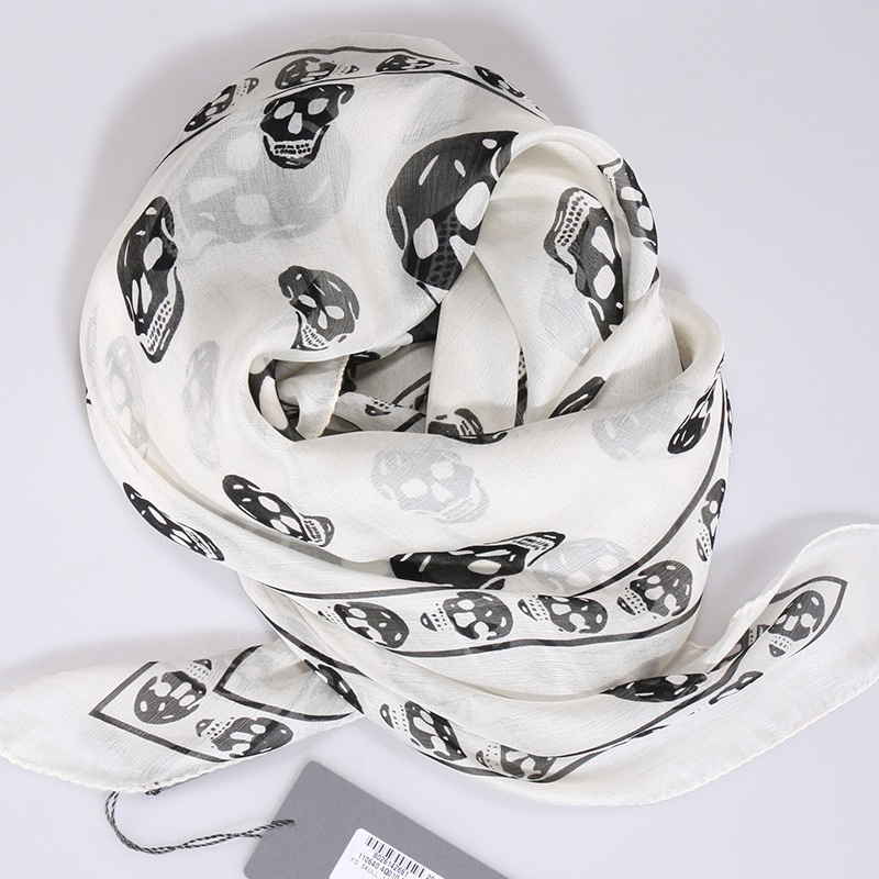 ALEXANDER MCQUEEN 女士白色桑蚕丝围巾 110640-4Q010-9260