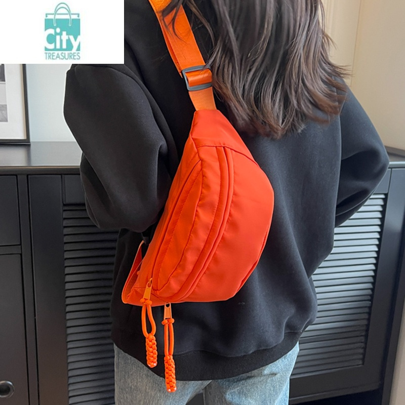 bangdou胸包腰包2023新款包包黄色女运动挎包小布包休闲帆布斜挎饺子