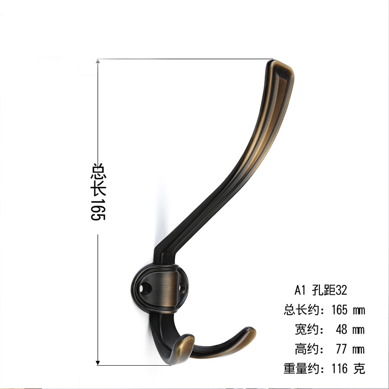 衣服挂钩挂钩后退色复古挂衣架衣服衣帽钩固定挂衣钩衣钩墙壁浴室粘钩装饰卫生间A1=大号青古_1_4高清大图