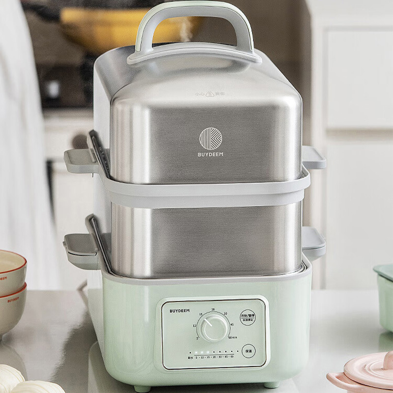 北鼎电蒸锅不锈钢家用大容量蒸锅炖蒸煮一体锅浅杉绿G5253高清大图