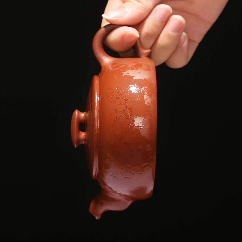 金镶玉 曹静玲老师手作 名家手工宜兴紫砂壶 刻绘泡茶壶茶具陶瓷功夫紫沙壶带过滤沏茶壶 曹静玲新桥壶