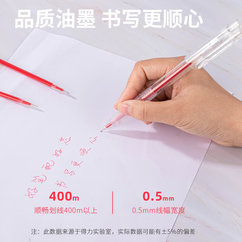 得力S776考试中性笔替芯0.5mm全针管(红)20(支)高清大图