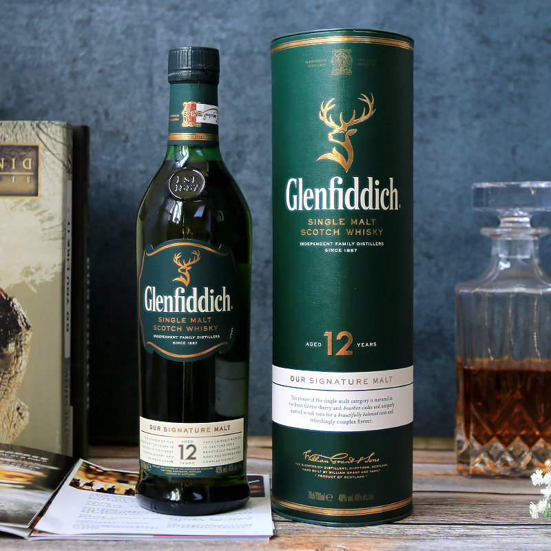 【酒庄直通】苏格兰威士忌 单一纯麦 Glenfiddich 格兰菲迪 12年 洋酒 700ml*1