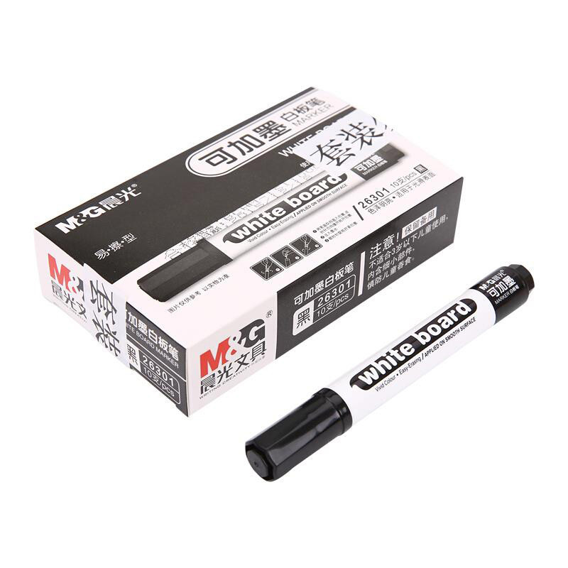晨光（M&G）AWMY2201 可加墨白板笔 黑色 单盒装 10支/盒 长度：145mm 宽度：35mm 高度：87mm