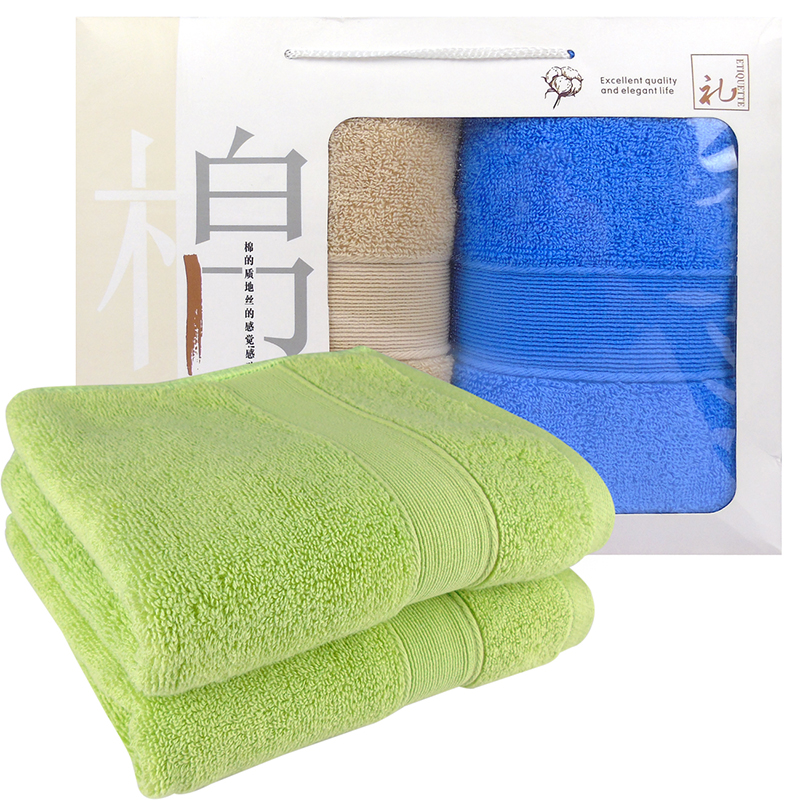 莺歌纯棉32股素色缎档加厚毛巾(75*35*2颜色随机)120g2条装 1盒高清大图