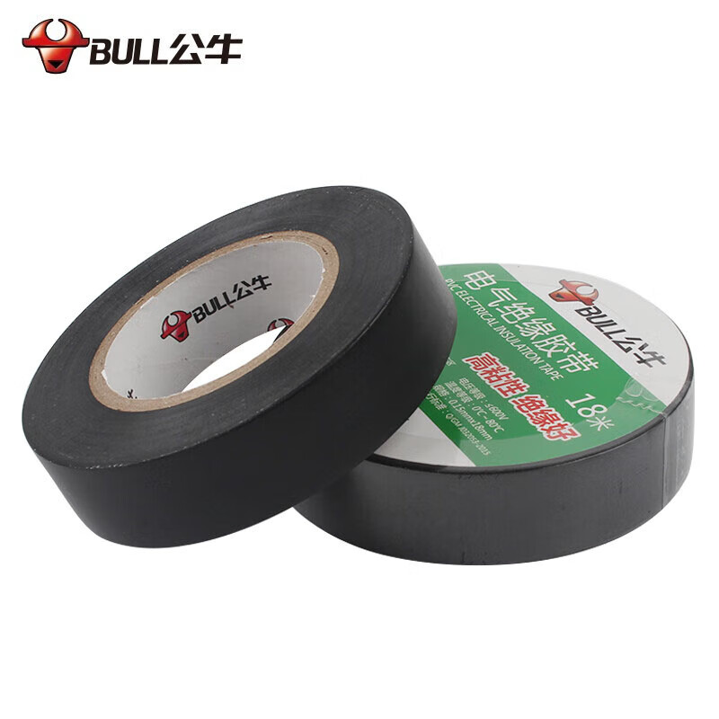 公牛(BULL)电工胶布GN-ET7电气pvc绝缘阻燃胶带防水胶布耐高温 18米黑色 10卷
