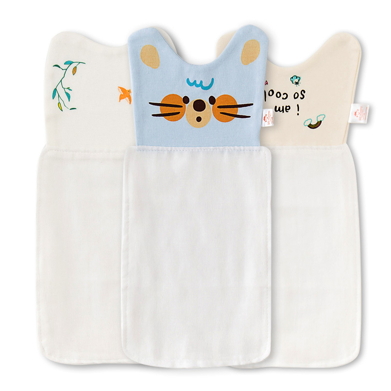 班杰威尔3条装宝宝纱布吸汗巾婴儿纯棉隔汗巾013全棉46岁儿童垫背巾