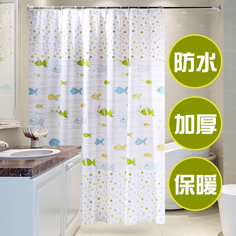卫生间加厚防水浴帘浴室防霉浴帘布隔断帘子窗帘挂帘沐浴帘波迷娜BOMINA高清大图