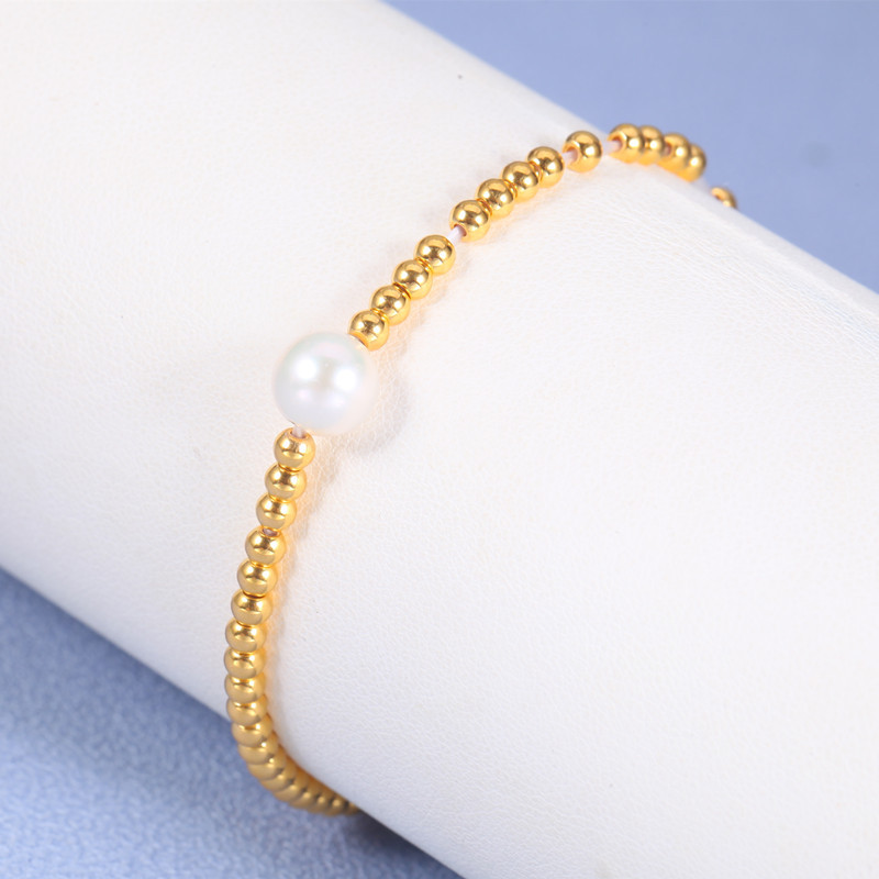 新金珠宝黄金小金珠手串闪耀珍珠灿若星河手链足金珠串七夕礼物1042