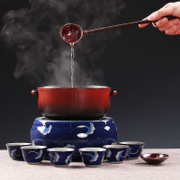 尚帝 手绘陶瓷电陶炉煮茶器黑茶蒸茶壶电热煮茶炉耐热玻璃壶套装 手绘银杏叶电陶炉茶杯煮茶器