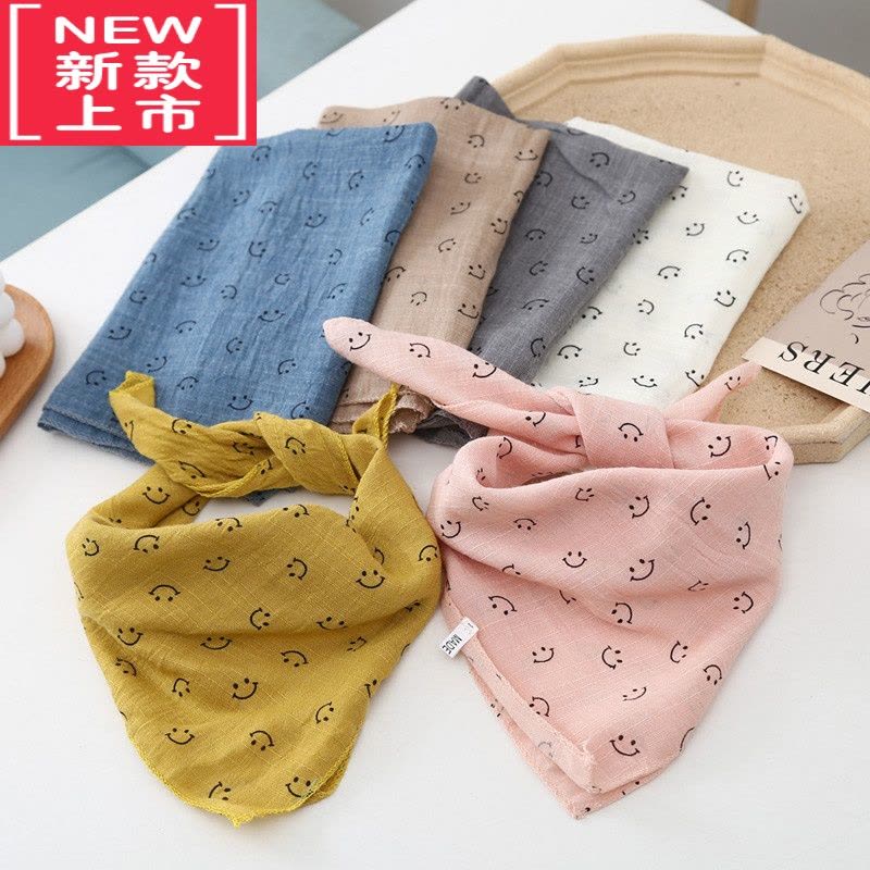 可莉允宝宝围巾春夏薄款婴儿三角巾可爱超萌男女儿童防风纱巾印花小方巾毛巾图片