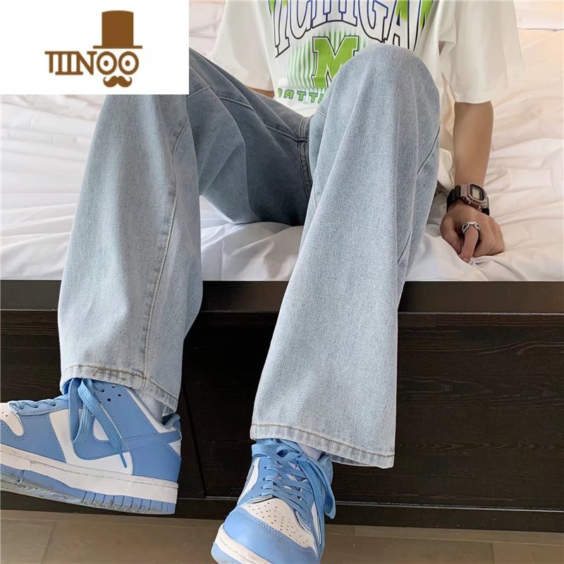 YANXU牛仔裤子男宽松直筒休闲裤夏季薄款高街潮牌ins港风阔腿季港街街高清大图