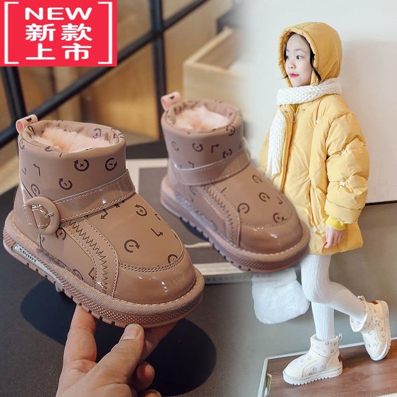 可莉允nextlori儿童雪地靴加绒加厚2022新款女童保暖防滑棉靴冬季短靴子图片