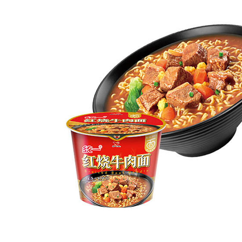 统一来一桶红烧牛肉桶面105g12桶方便面整箱装