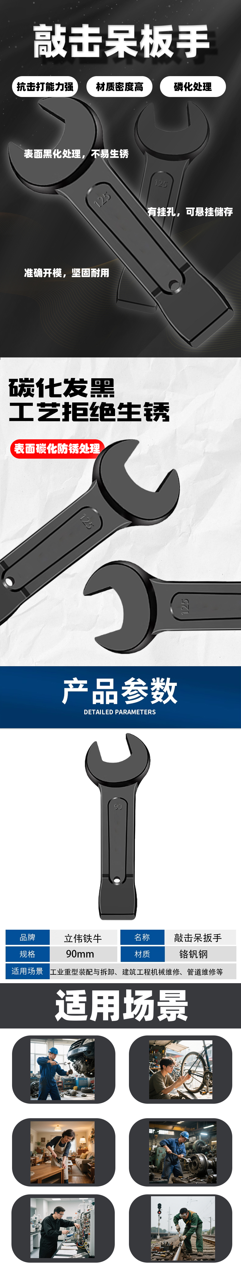 立伟铁牛敲击呆扳手90mm/把高清大图