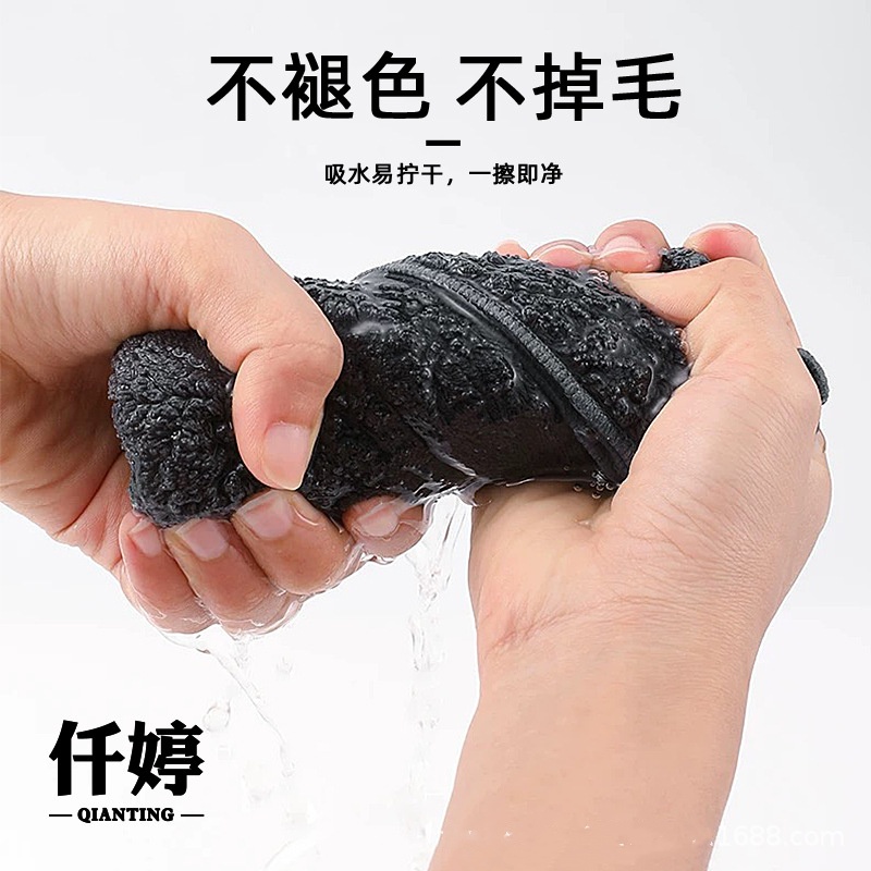 麂皮绒擦车巾汽车专用清洁布洗车毛巾 500g加厚30*60 灰色高清大图